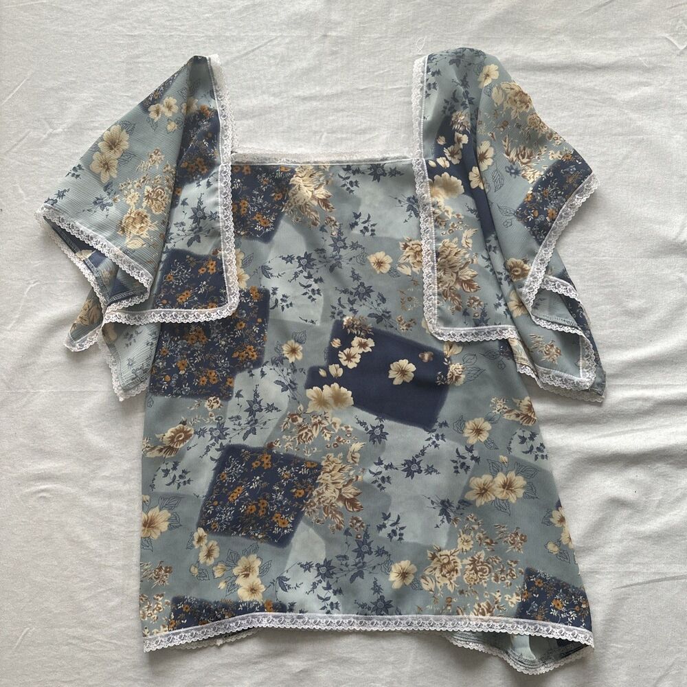 Unique Spectrum Vintage Floral Cottagecore Granny Country Boho Top Women’s 3X